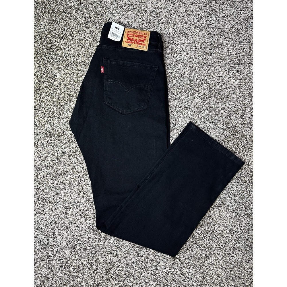 Levis 506 Jeans New Mens Comfort Straight Leg Stretch Black 32x32